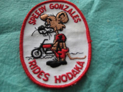 Vintage speedy gonzales rides hodaka motorcycle racing patch 3 1/8&#034;x4 3/8&#034;