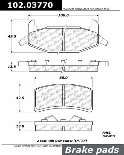 Centric 102.03770 brake pad or shoe, rear-c-tek metallic brake pads