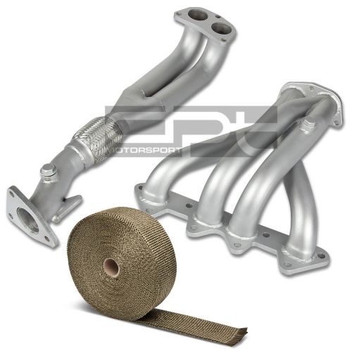 Stainless ceramic coated exhaust header for 98-02 accord sohc+titanium heat wrap