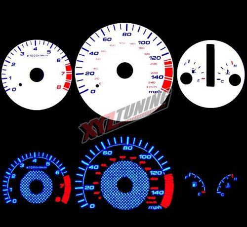 Blue reverse el indiglo glow white gauge dash face for 98-02 accord 3.0l v6 at