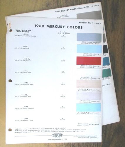 1960 mercury color chips cards by dupont automotive paints &amp; finishes vintage 60