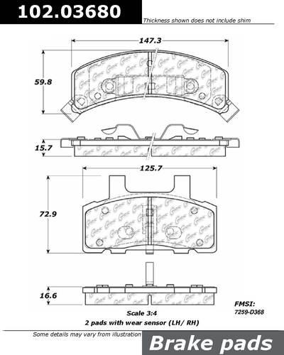 Centric 102.03680 brake pad or shoe, front-c-tek metallic brake pads