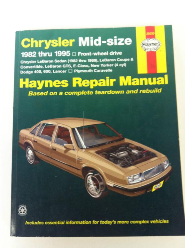 Haynes manual chrysler mid-size 1982-1995, read for more info