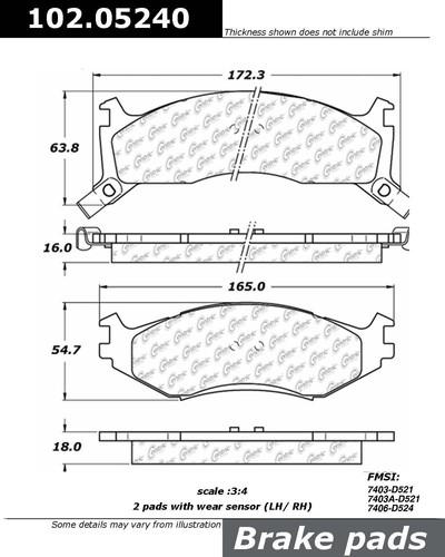 Centric 102.05240 brake pad or shoe, front-standard metallic brake pad