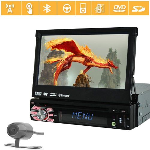 Camera+single din head unit car stereo dvd player gps bluetooth ipod fm/am radio