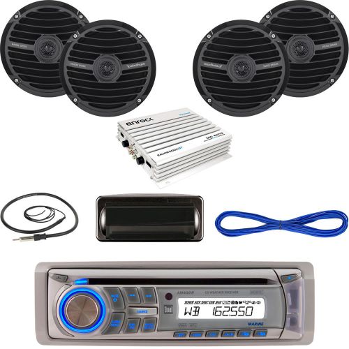 Amb600w marine bluetooth cd radio,400w amp,6.5&#034;speakers w/wiring,housing,antenna