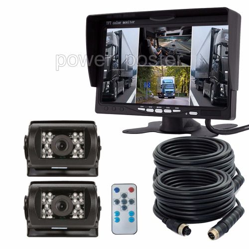 Caravan two ccd camera 4pin system trailer 7&#034; quad monitor 12v/24v reversing ccd