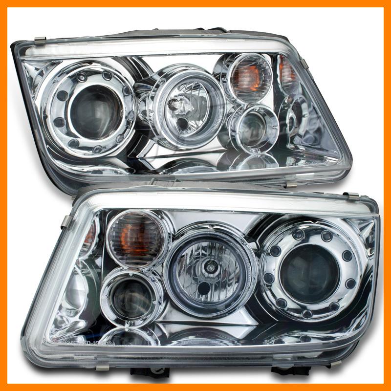 99-04 volkswagen jetta chrome halo projector headlights pair driver+passenger