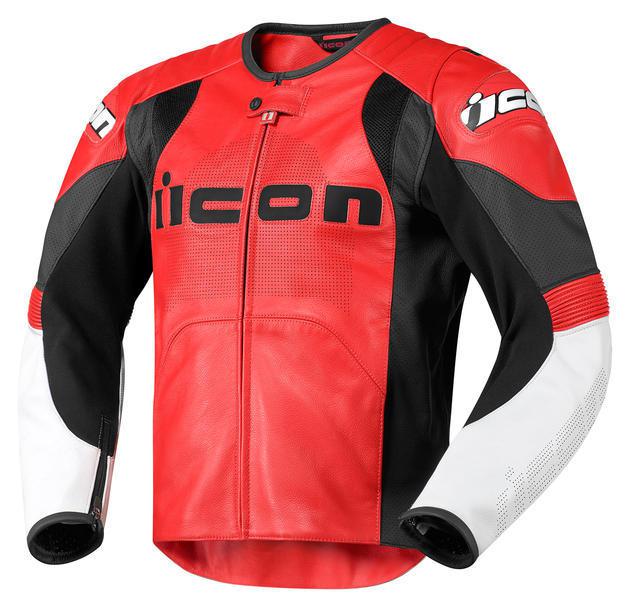 Icon overlord prime leather motorcycle jacket red 2xl/xx-large