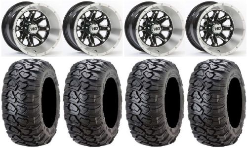 Sti hd4 machined golf wheels 12&#034; 23x10-12 ultracross tires ez-go &amp; club car