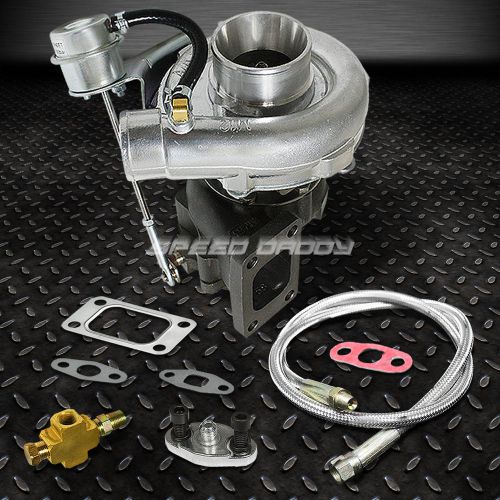 T04e t3/t4 a/r .63 57 trim 400+hp stage iii boost turbo charger+wg+oil feed line