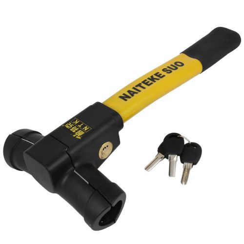 Top mounted car auto anti-theft steering wheel lock yellow black with 3 keys