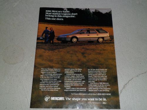 1986 mercury sable article / ad