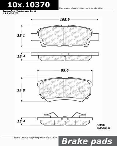 Centric 105.10370 brake pad or shoe, rear