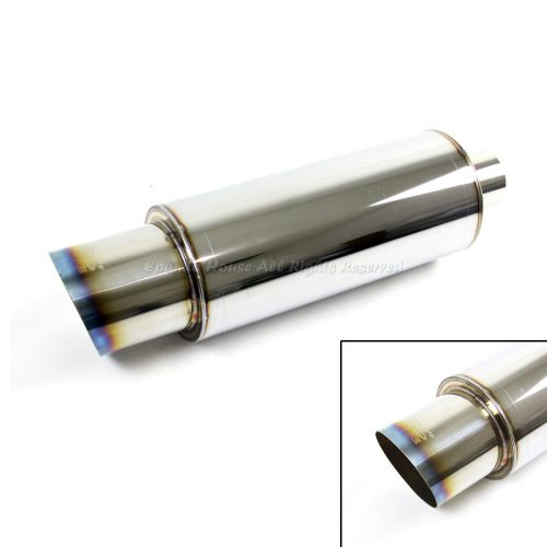 1x kdm high flow na n1 style deep tone straight exhaust muffler true burnt tip