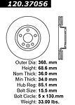 Centric parts 125.37056 front performance rotor