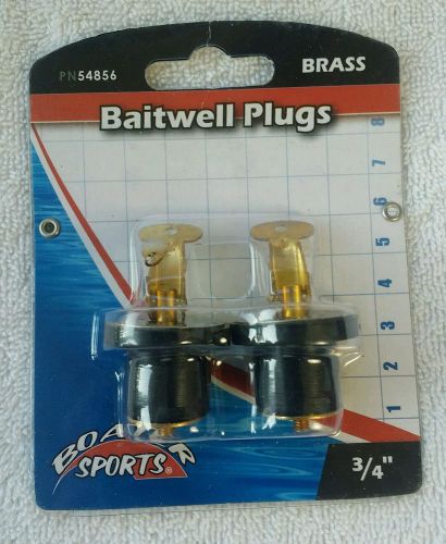 1 pair 3/4&#034; baitwell brass boat plugs #54856