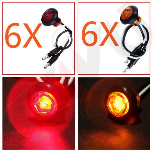 12pcs mini 3/4&#034; round red/amber single led clearance marker light red/amber lens