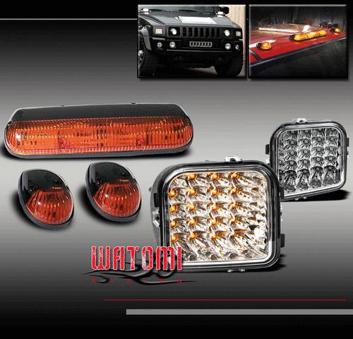 06-10 hummer h3/09+ h3t led corner signal+amber cab roof marker running lights