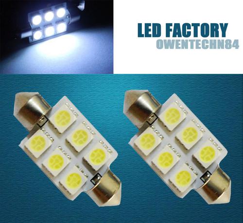 Oa 2x 39mm 6-smd led festoon dome bulbs map interior light white 3423 3425 #oa33