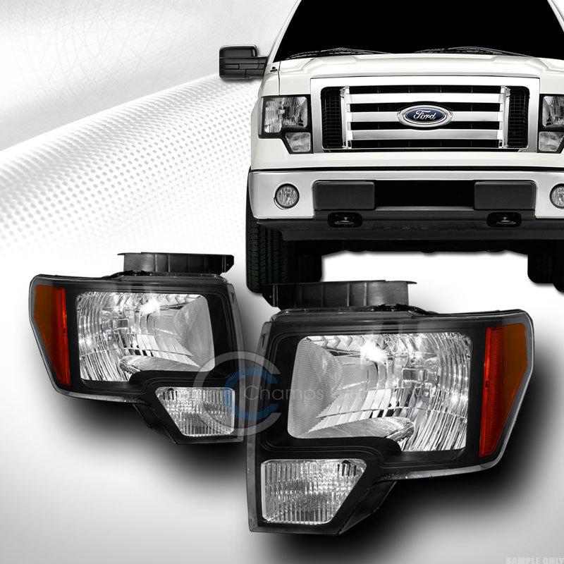 Black crystal clear head lights lamps signal left+right dy 09-12 ford f150 truck