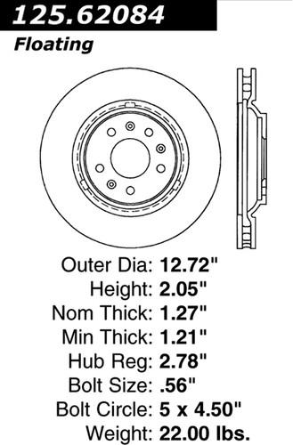 Centric 125.62084 front brake rotor/disc-high carbon rotor-preferred