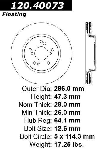 Centric 120.40073 front brake rotor/disc-premium rotor-preferred