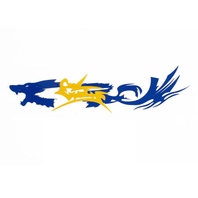 Blue yellow wolf shaped adhesive decal sticker for car vehicle