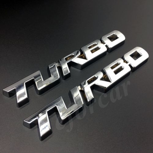 2pcs chrome metal turbo t emblem car rear trunk tailgate decal sticker badge