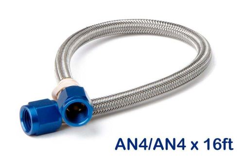 15300nos nos stainless steel braided hose -4an 16-foot blue