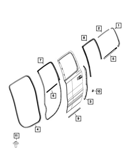 Genuine mopar rear door belt outer weatherstrip left 68285879ae