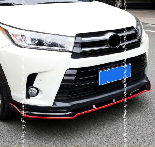 Red front bumper lip spoiler lower splitter trim for toyota highlander 2017-2019