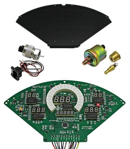 1955-56 bel air intellitronix digital instrument cluster with red illumination