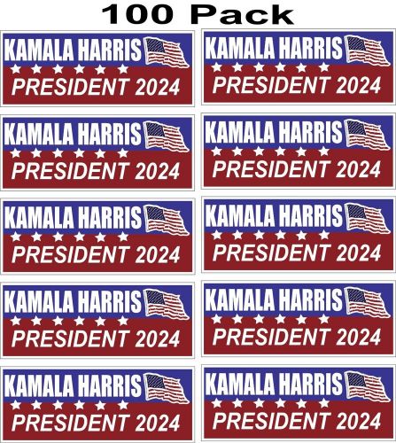 Kamala harris for president 2024 flag decal sticker 2024 (100 pack) free ship