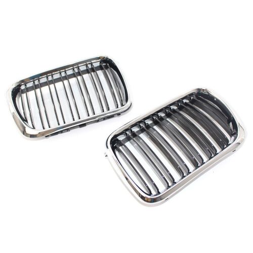 Chrome frame gloss black double slat grille for bmw e36 1997-99 grill facelift