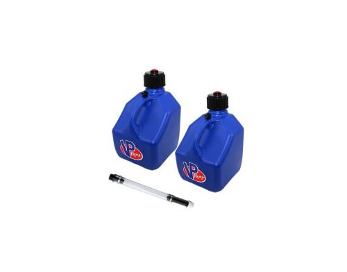 Vp racing 2 pack blue square 3 gallon race gas alcohol can jug w/ filler hose