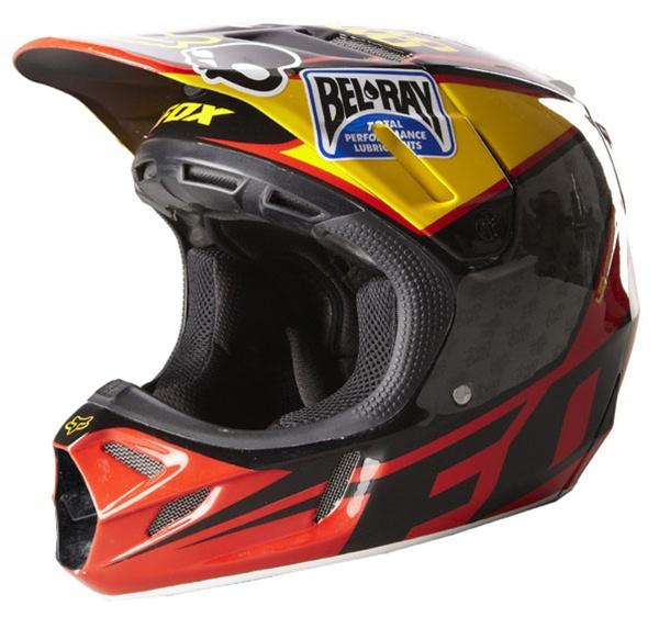 Fox racing 2014 v4 reed replica motocross dirt bike adult helmet size m rd yel