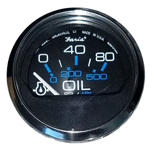 ​faria chesapeake black 2&#034; oil pressure gauge (80 psi-dual scale anti-scratch