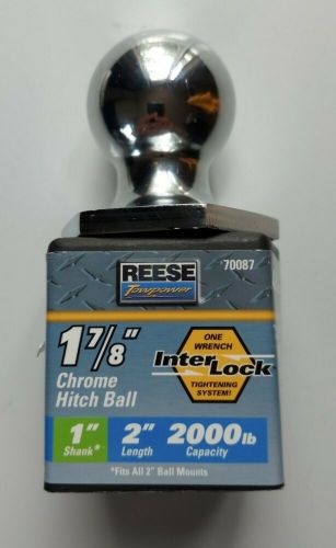 1-7/8&#034; hitch ball chrome reese 3/4&#034; shank 1-1/2&#034; long 2000# capacity *new*