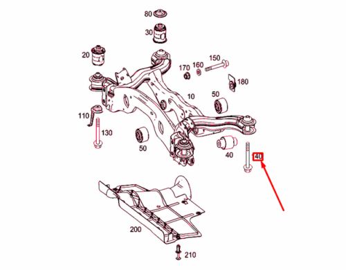 Mercedes-benz gla x156 rear subframe external mounting bolt a0029906603-