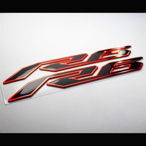 Chrome red tribal fire gas/fuel tank pad+3d 6&#034; logo+yzf-r6 2-tone emblem sticker