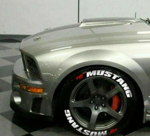 Mustang tire lettering sticker with red racing flag