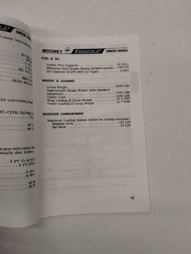 Mooney 1969 executive 21 m20f owner&#039;s manual-reproduction