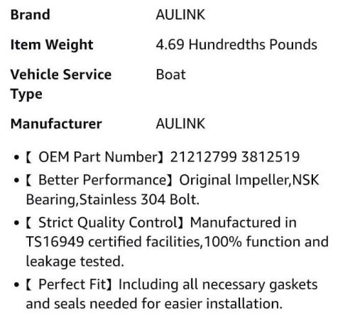 Aulink  crankshaft mounted sea water  pump 21212799