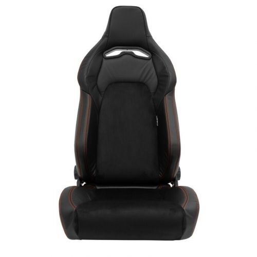 Ats x1 universal sports bucket seat black real leather &amp; alcantara red stitch