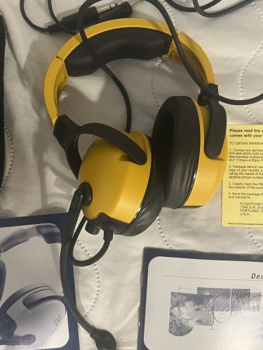 Yellow flightcom denali headset with case