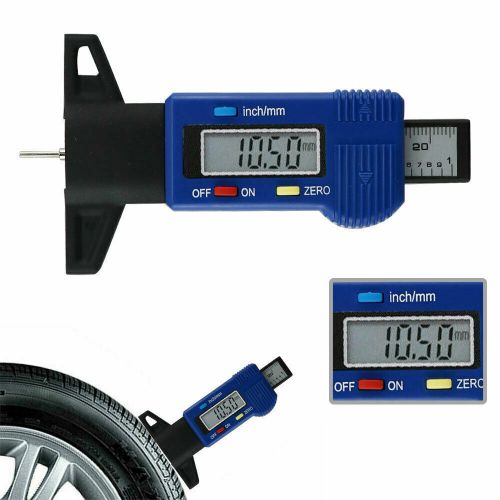 Lcd digital tire tread depth gauge caliper tool measurer truck car motorcy blue