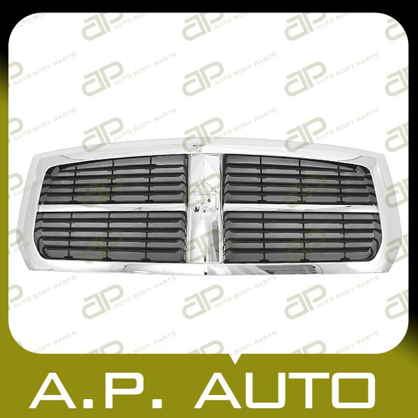 New grille grill assembly 05-07 dodge dakota chrome frame black insert