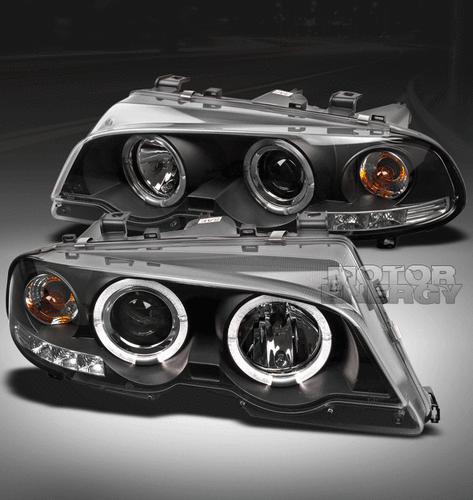 2000-2003 bmw e46 3 series 2dr/2001-2006 m3 halo led projector headlights black