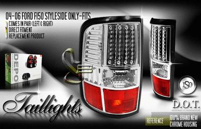 Depo pair euro style chrome altezza tail lights w/ led 04-07 ford f150 styleside